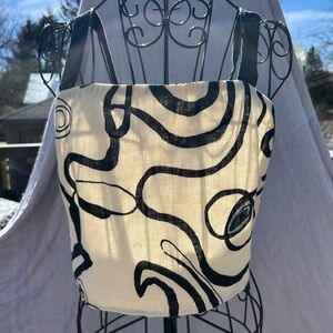 Magaschoni Cream & Black Printed Crop Top